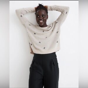 Madewell bow jacquard pullover sweater